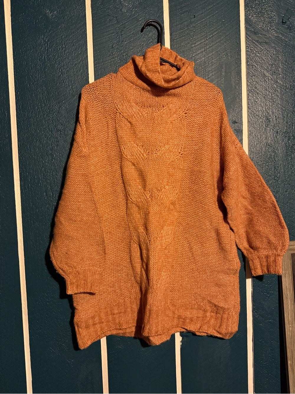 aerie Cable-Knit Turtleneck Sweater - Rust